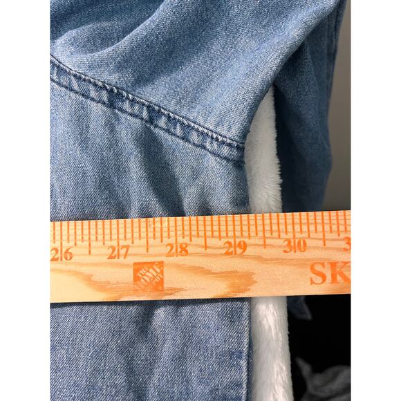 C.E. Schmidt Womens Denim Work Shirt 3X Button Front Roll Tab Sleeves Utility - Picture 12 of 13